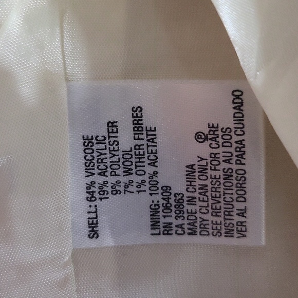 TAHARI ARTHUR S. LEVINE Cream Winter White Viscose Woven Blazer Jacket - Picture 14 of 15